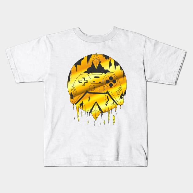 Gold Gamer Controller Force Kids T-Shirt by kenallouis